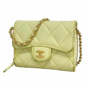 CHANEL Green Caviar Leather Wallet